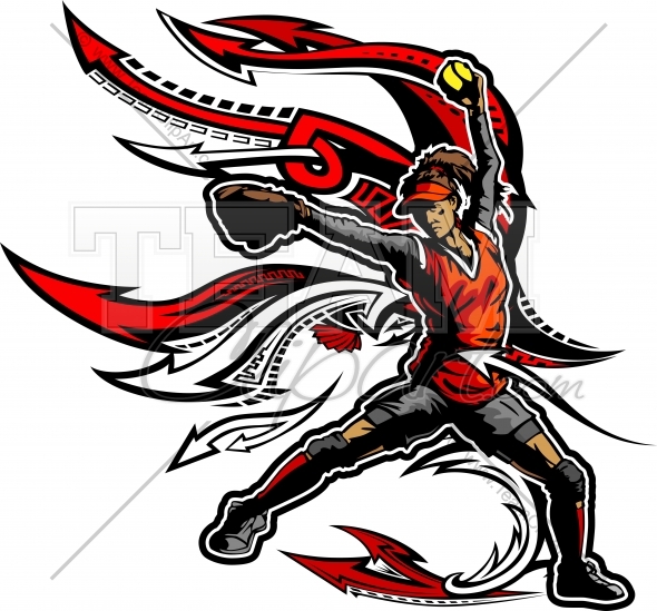 590x549 Softball Art Clipart Image. Easy To Edit Vector Format.