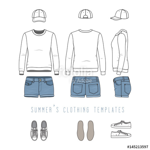 500x500 Vector Illustration Of Female Clothing Set. White Sweatshirt