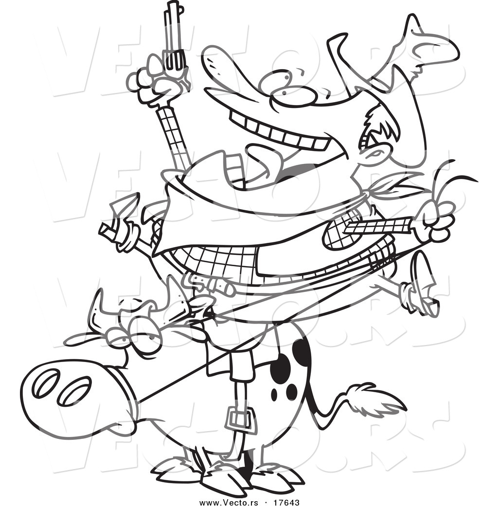 1024x1044 Vector Of A Cartoon Fat Cowboy On A Bull