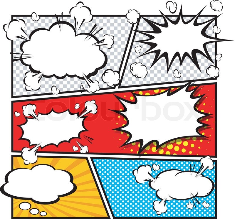 800x743 Comic Speech Bubble Template, Cartoon Illustrator Eps 10 Stock