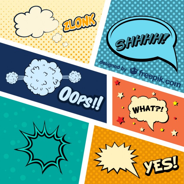 626x626 Comic Book Graphic Elements Vector Free Download