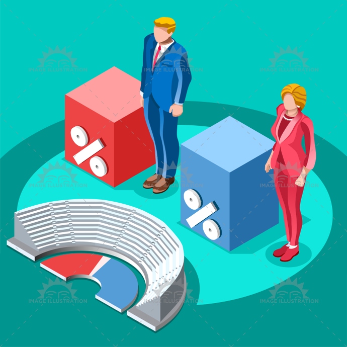 690x690 Election Infographic Congress Meeting Vector Isometric People