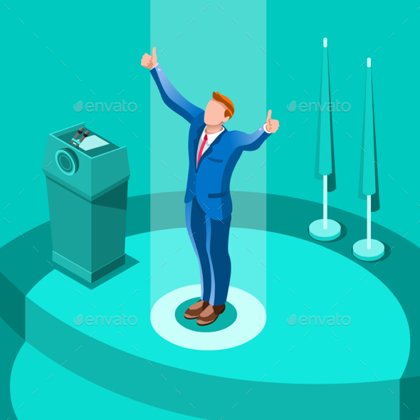 590x590 Election Infographic Party Conference Vector Isometric People By