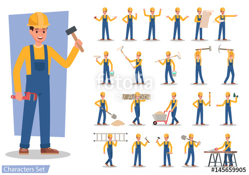 500x353 Construction Worker Character Vector Design Stock Image And