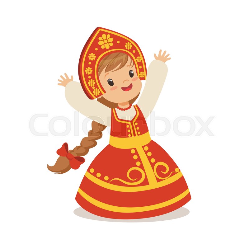 800x800 Cute Girl Wearing Red Sarafan And Kokoshnik, National Costume Of