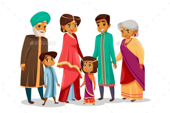 590x393 Vector Cartoon Indian Family In National Costume By Vectorpouch