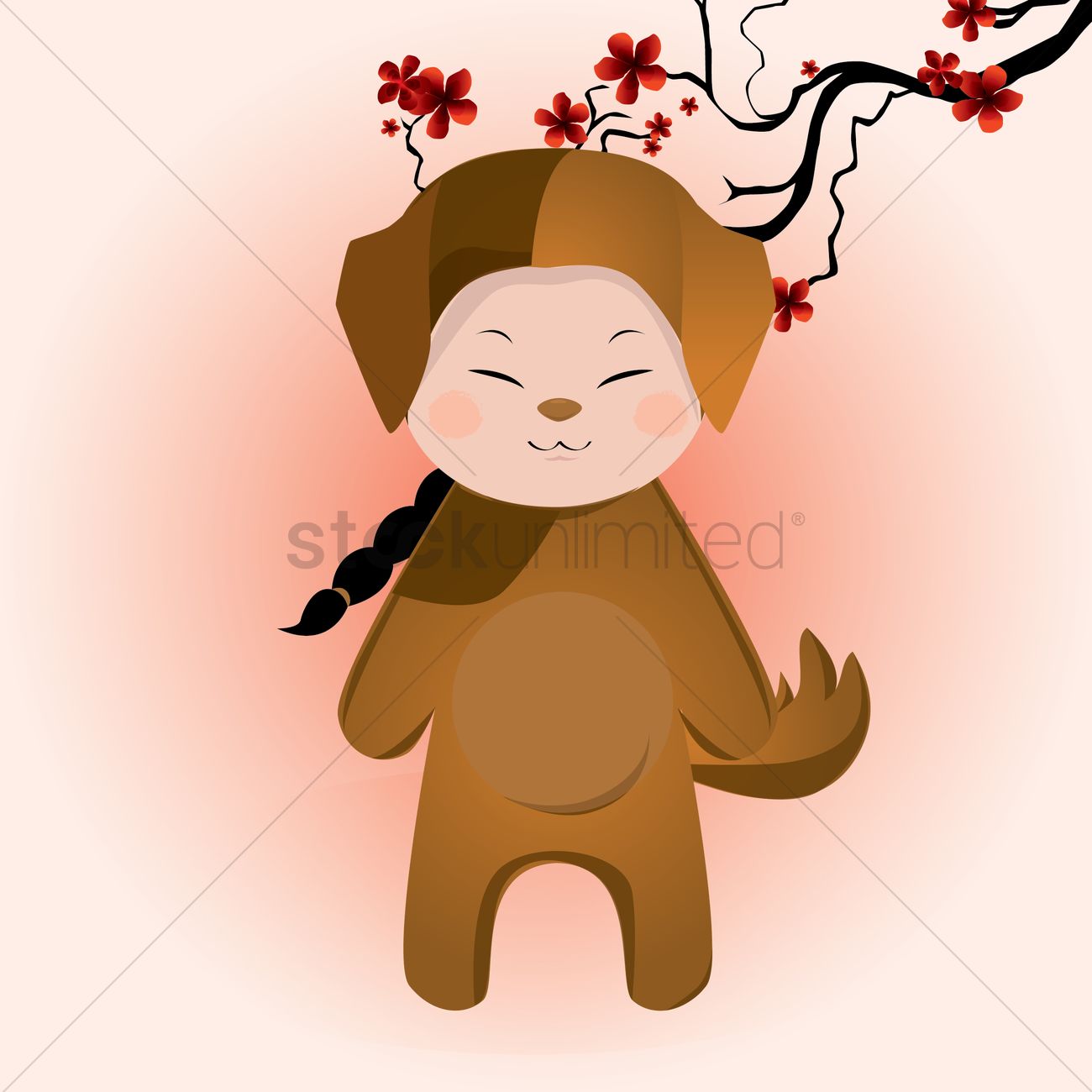 1300x1300 Boy Wearing Dog Costume Vector Image