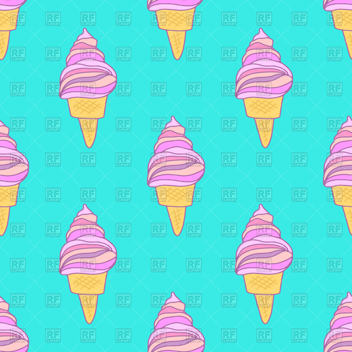 1200x1200 Cute Pink Ice Cream Cones Seamless Pattern Vector Image Vector