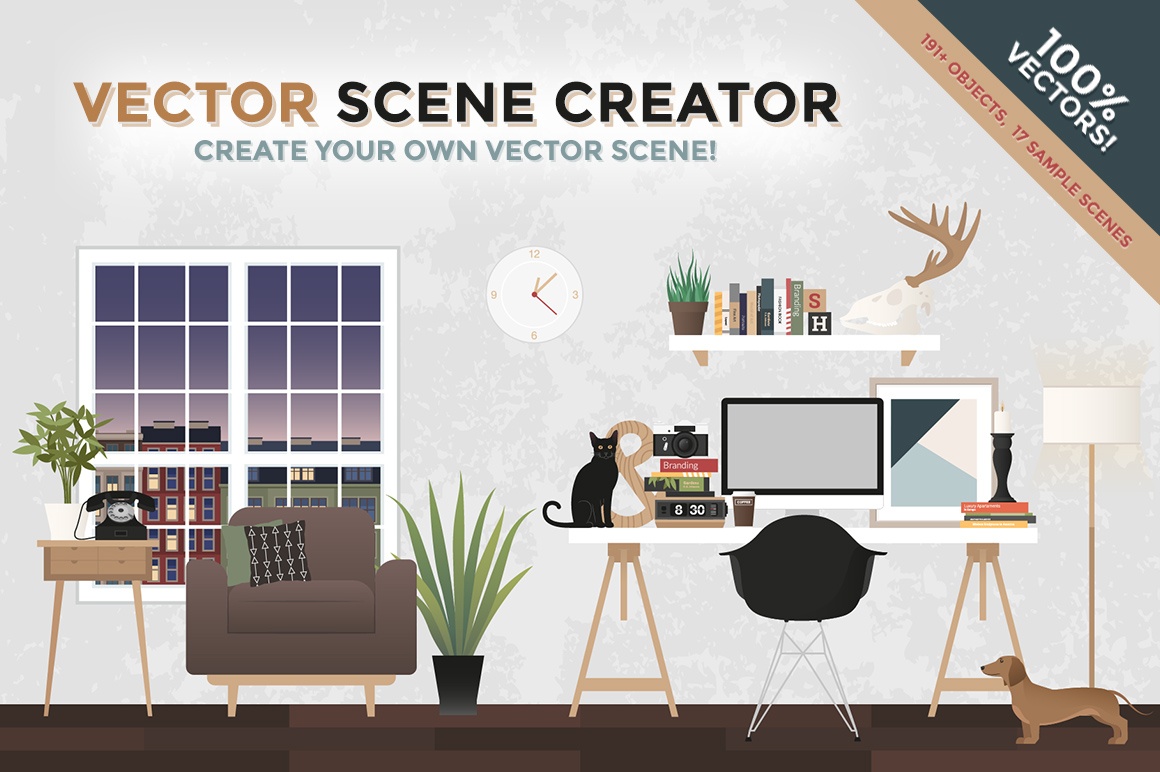 1160x772 Vector Interior Scene Creator