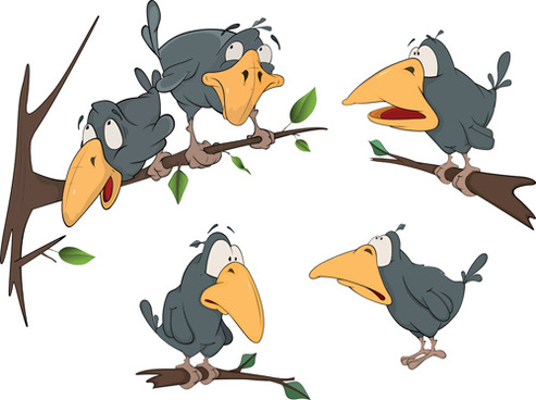 493x368 Vector Crow Cartoon Free Vector Download (16,423 Free Vector) For