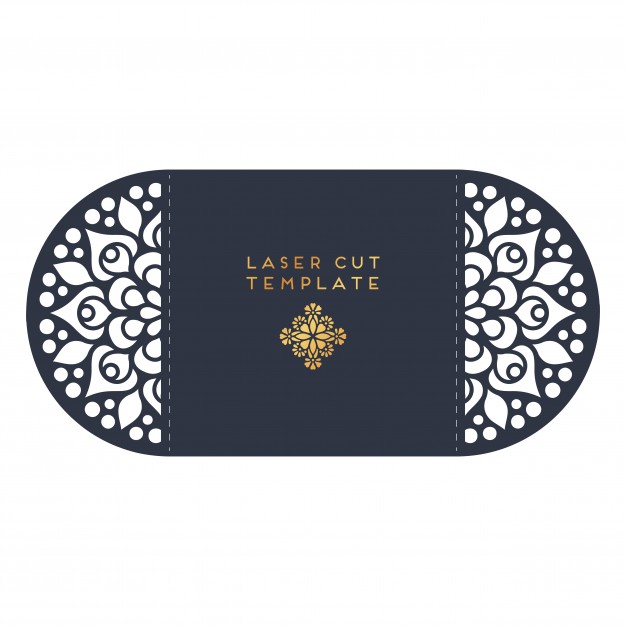 626x626 Vector Wedding Card Laser Cut Template. Vintage Decorative