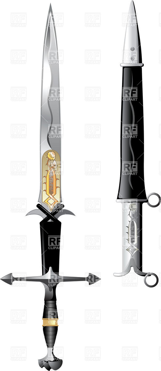 521x1200 Ornate Antique Dagger With Scabbard Vector Image Vector Artwork
