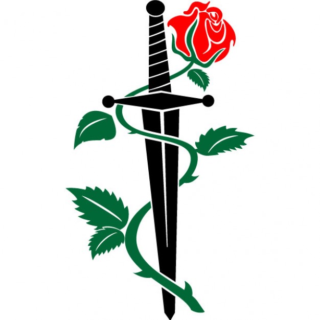 626x626 Dagger And Rose Vector Clipart Vector Free Download