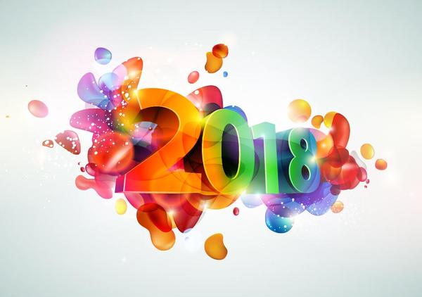 600x422 3d 2018 Text With Abstract Design Vector Free Download