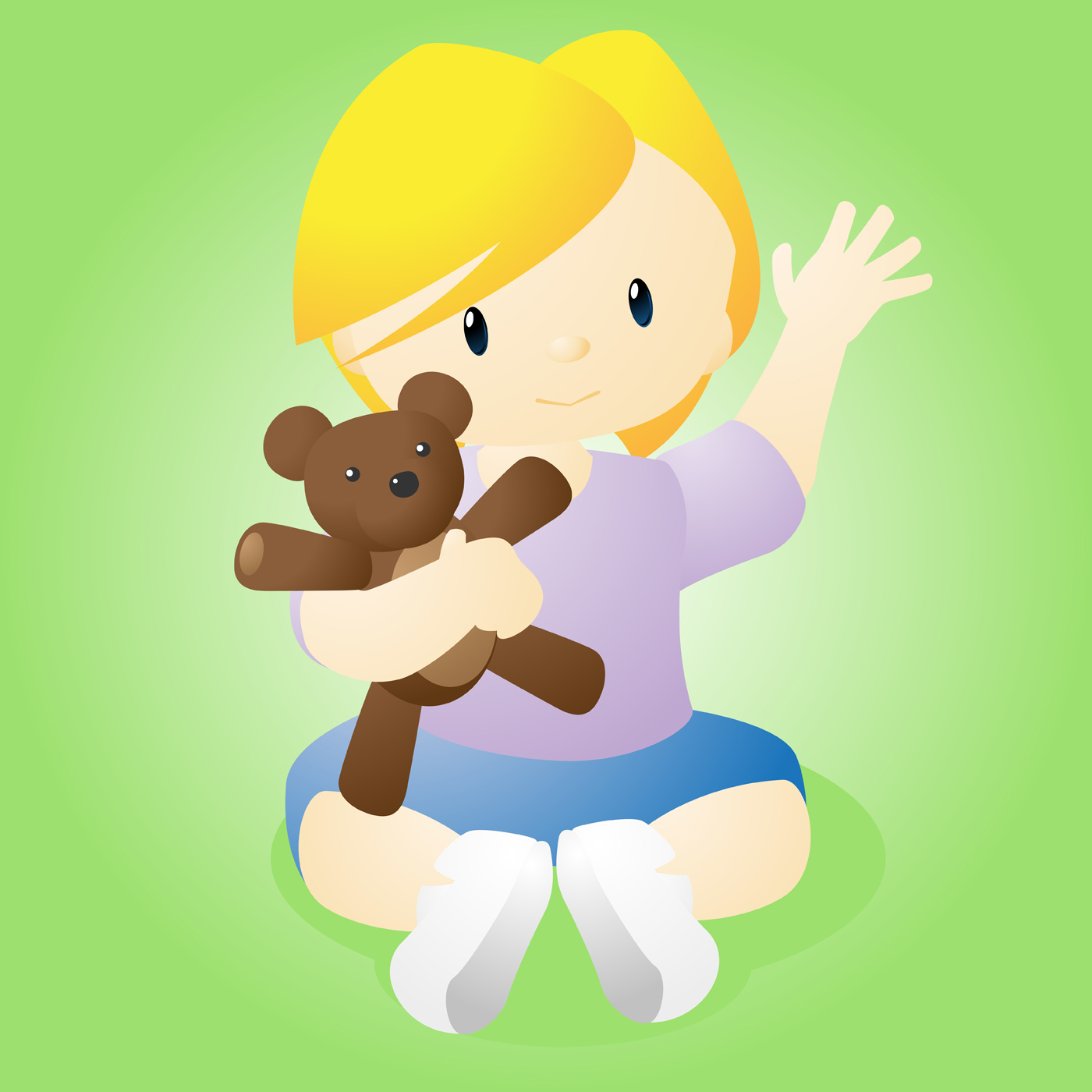 1400x1400 Happy Child With Bear Vector Illustration Of A Happy Little Girl