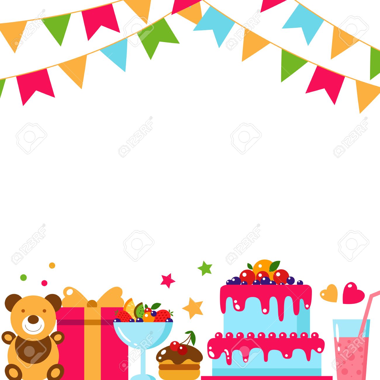 1300x1300 55081312 Happy Birthday Template Card Flat Vector Illustration
