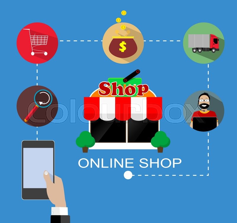 800x755 Flat Vector Design With E Commerce And Online Shopping Icons And