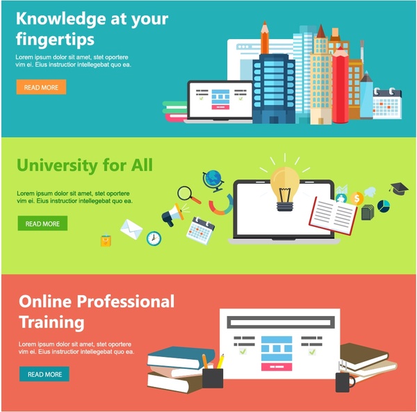 600x592 Online Education Web Design Templates With Horizontal Style Free