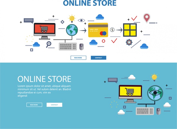 600x440 Online Store Web Design With Infographic Illustration Free Vector