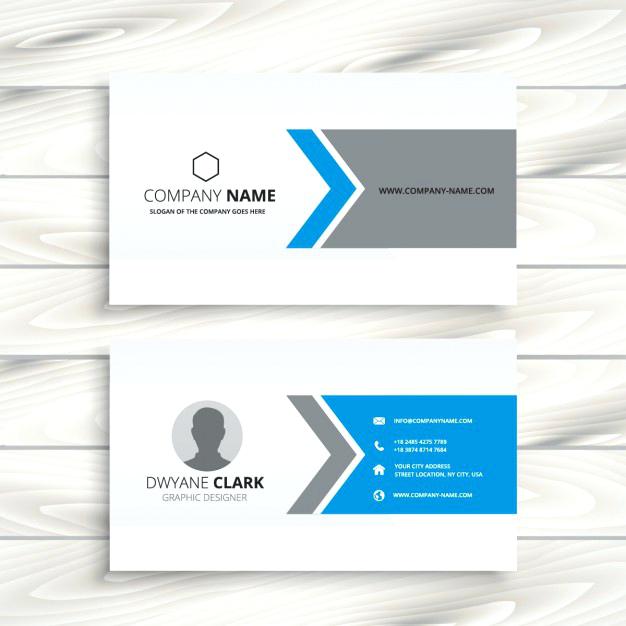 626x626 Blue And Grey Business Card Design Free Vector Visiting Templates