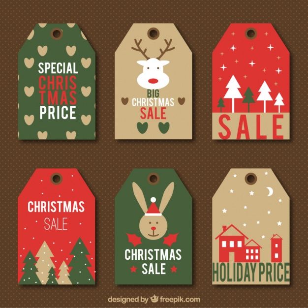626x626 Six Vintage Sale Labels With Cute Christmas Designs Free Vector