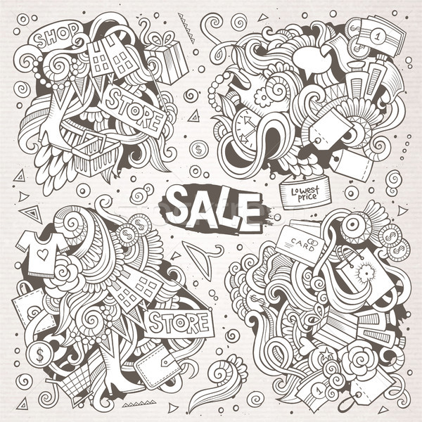 600x600 Vector Cartoon Set Of Sale Doodles Designs Vector Illustration