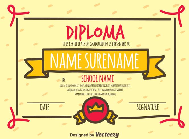 665x490 Hand Drawn Diploma Certificate Vector