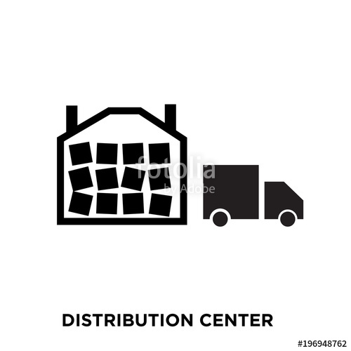500x500 Distribution Center Icon On White Background, In Black, Vector