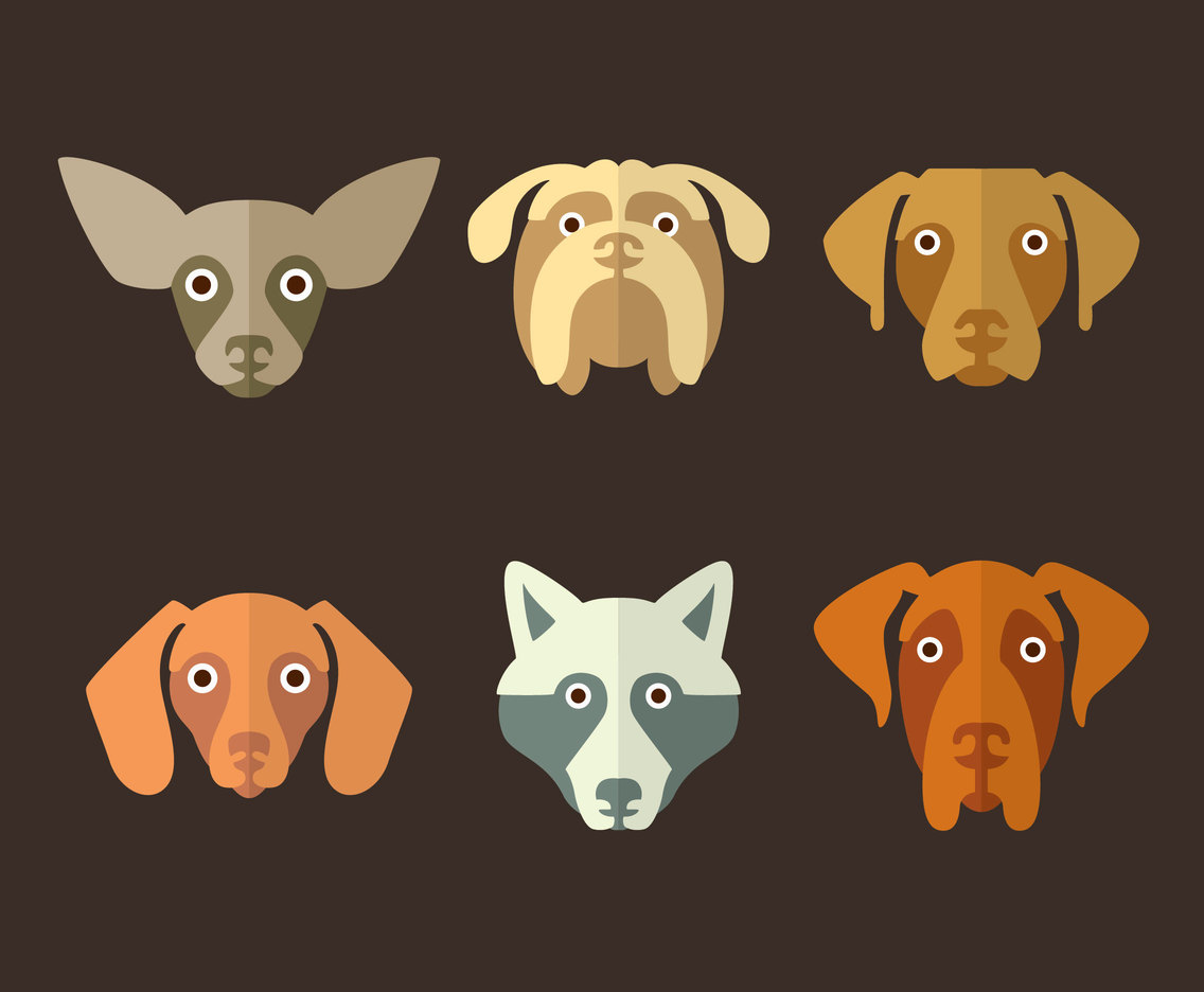 1136x936 Flat Dog Face Collection Vector Vector Art Amp Graphics