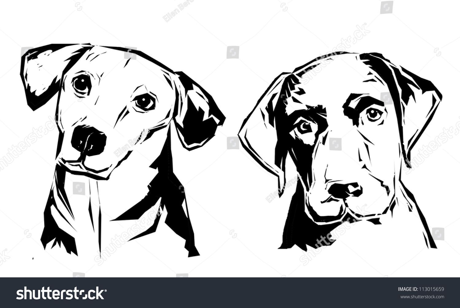 1500x1005 Vector Image Of Dog Faces.