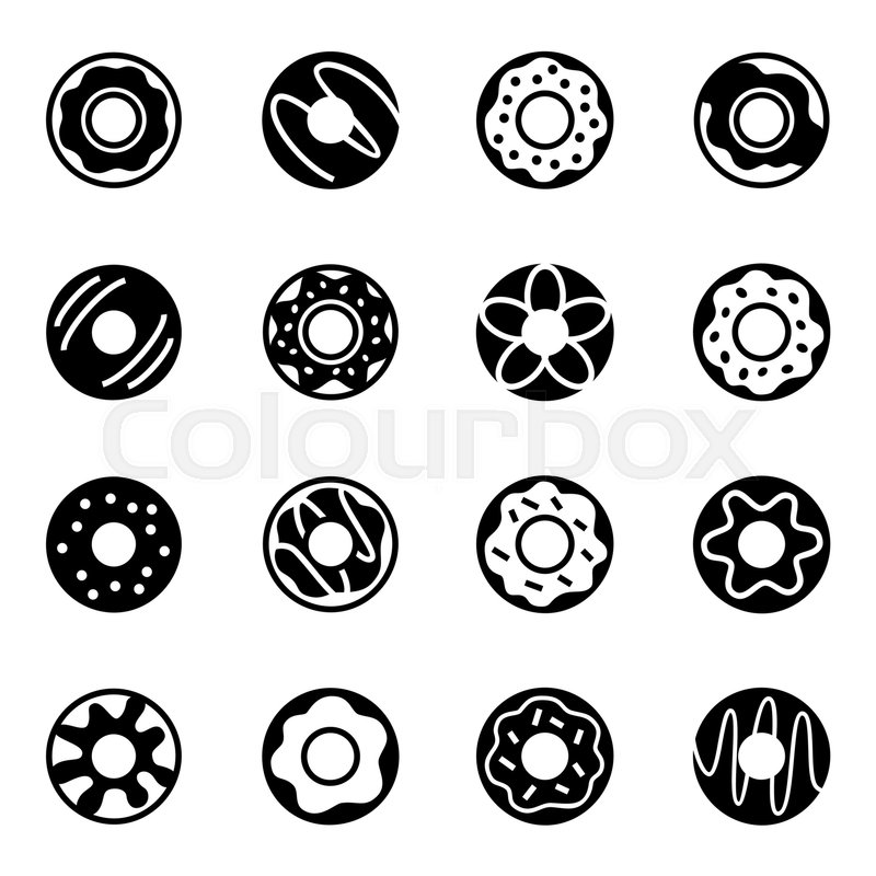 800x800 Vector Donut Icon Set On White Background Stock Vector Colourbox