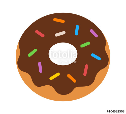 500x450 Donut Doughnut With Chocolate Frosting And Sprinkles Flat Color