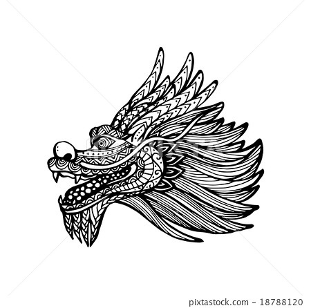 450x446 Vector Of Chinese Dragon Head In Zentangle Style