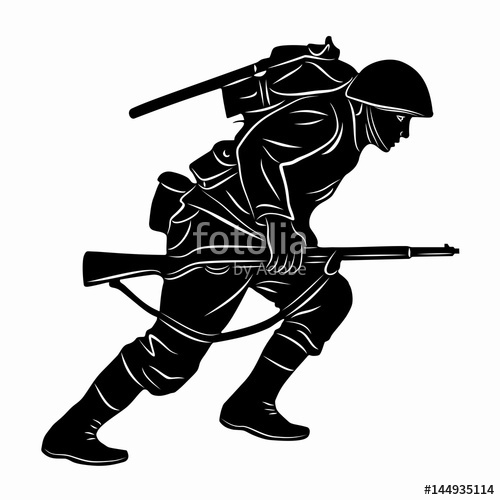 500x500 Illustration Of A Running Soldier, Vector Draw Stock Image And