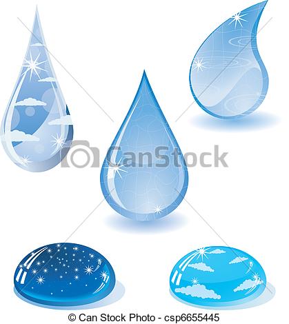 419x470 Collection Of Water Droplets. Vector.