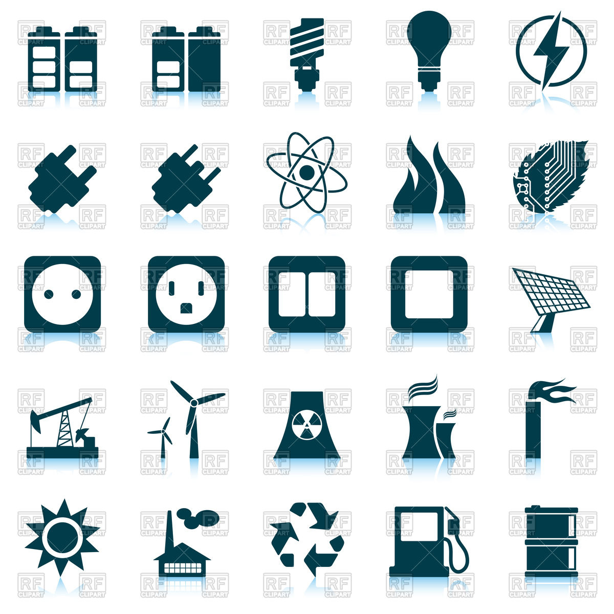 1200x1200 Electricity, Power And Energy Icon Set Vector Image Vector