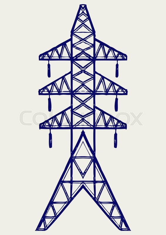 565x800 Electric Pole. Doodle Style. Vector Illustration Stock Vector