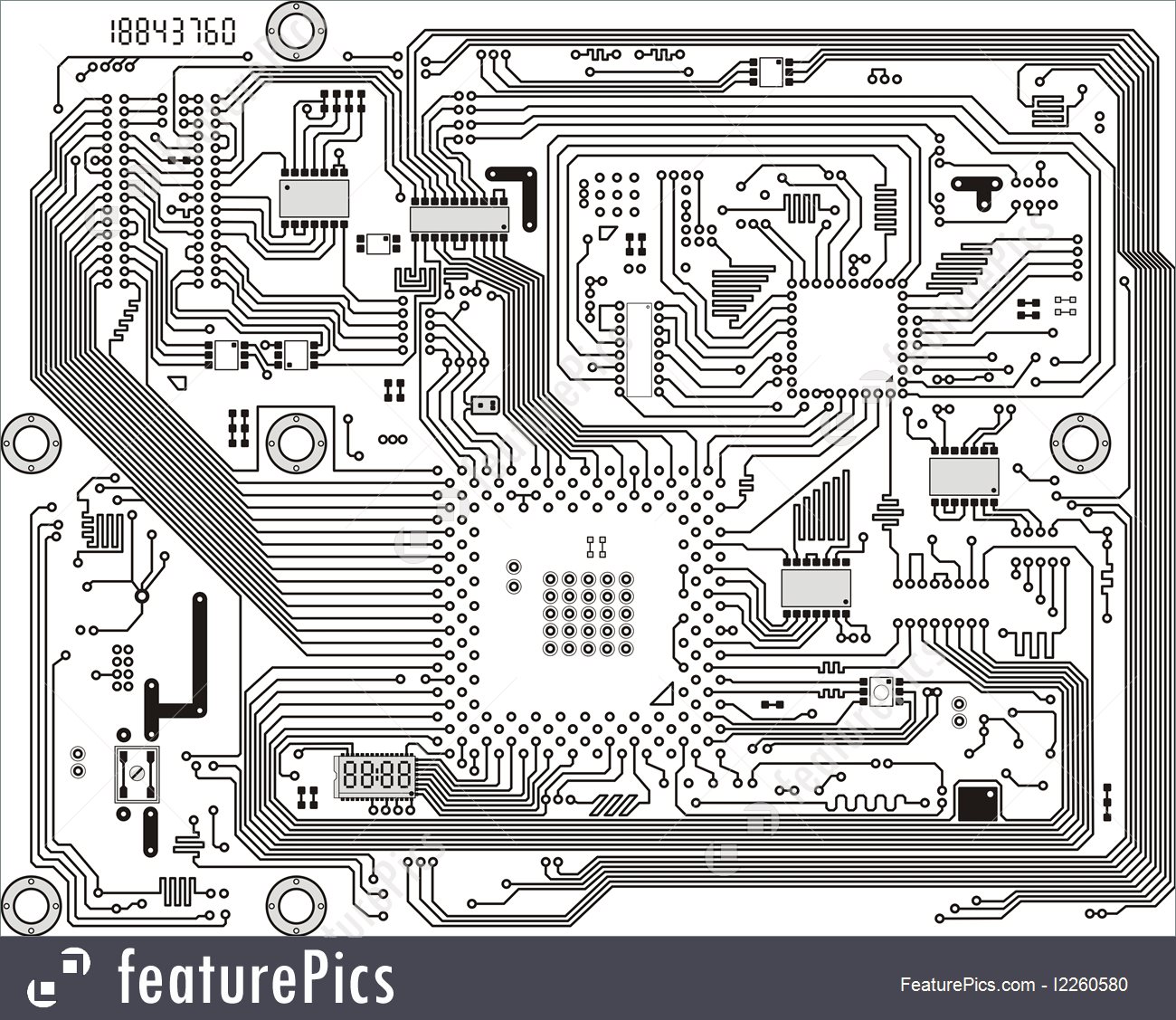 1300x1127 Electronic Modern Circuit Board Vector Background