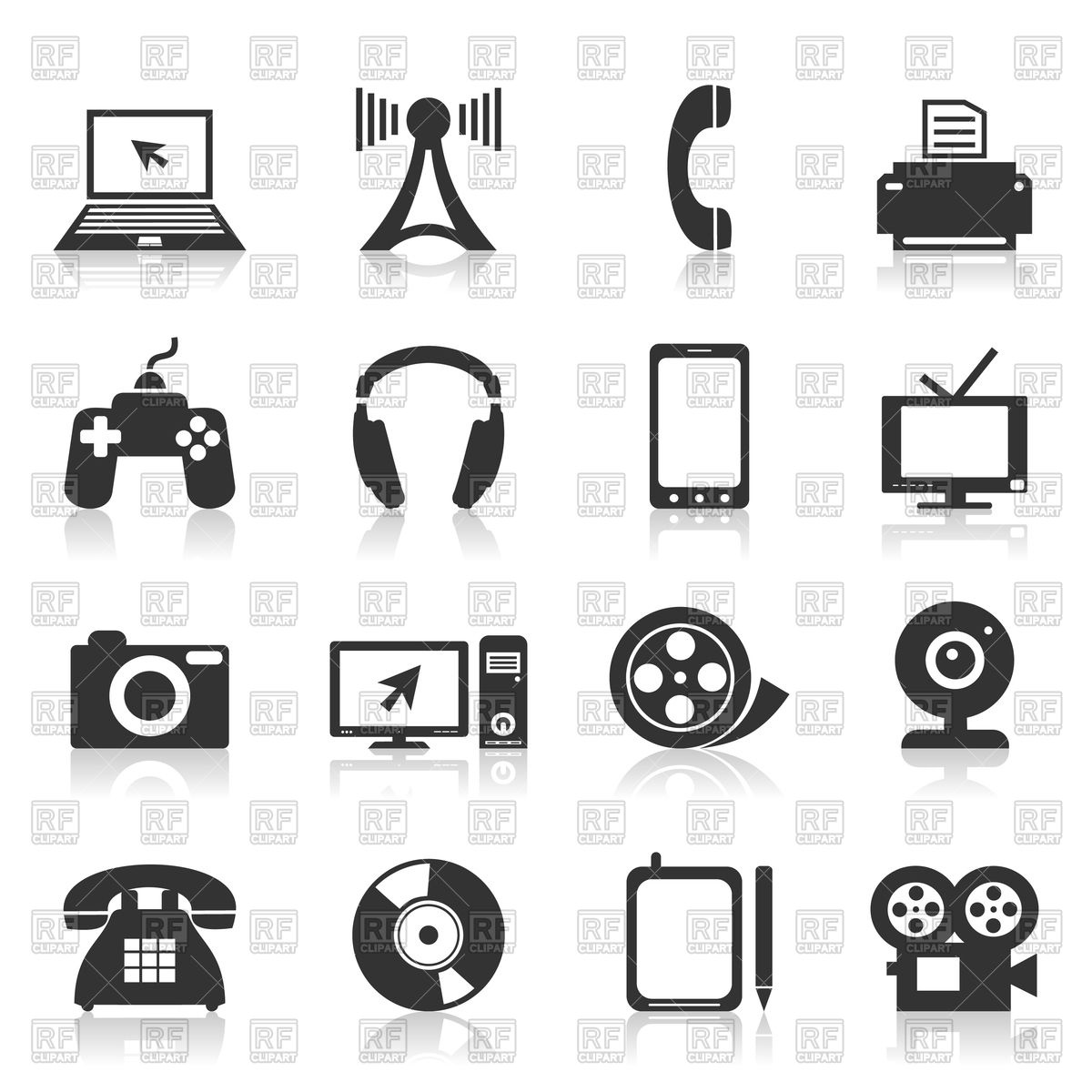 1200x1200 Set Of Electronics Icons Vector Image Vector Artwork Of Icons