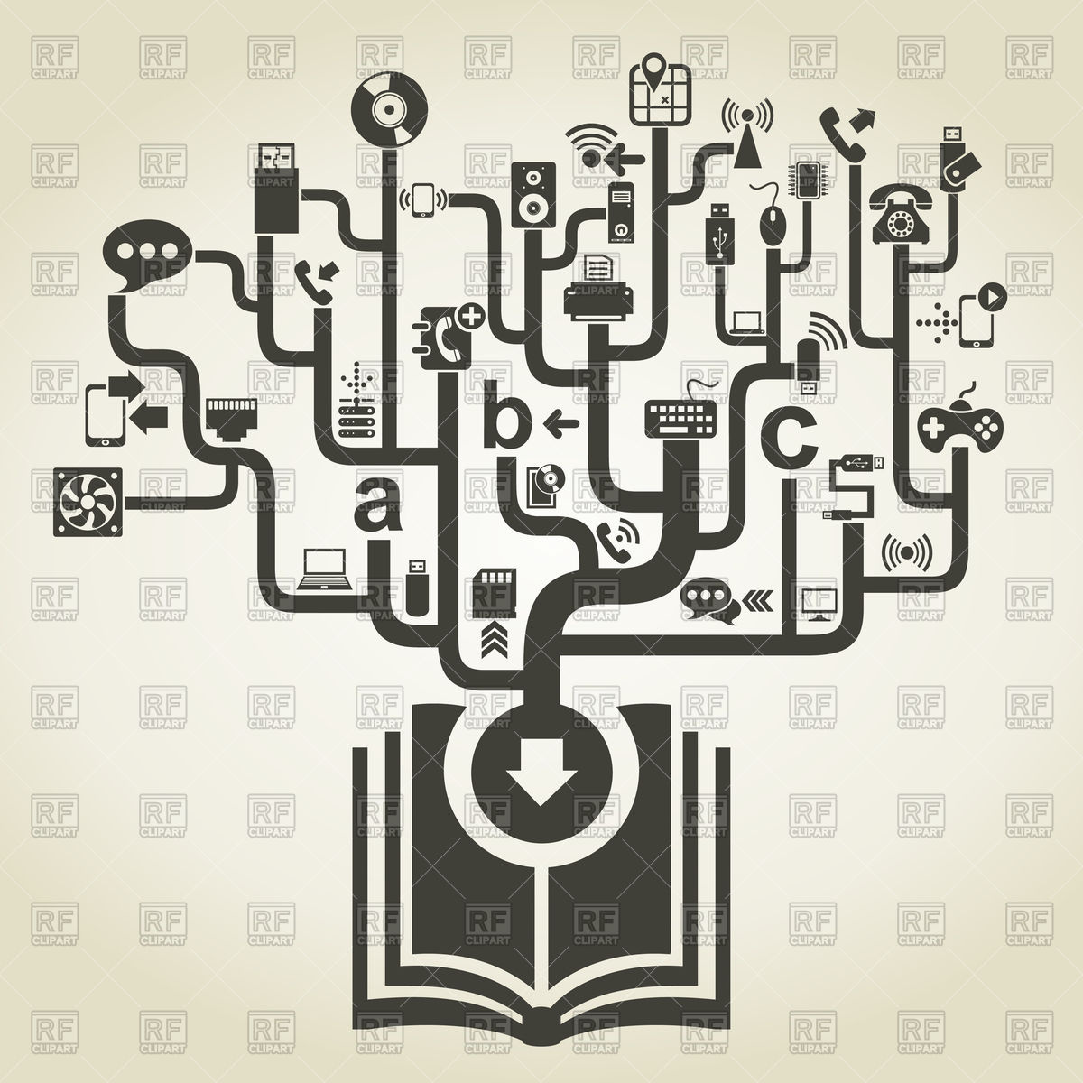 1200x1200 Technics Electronics Icons From Book Vector Image Vector Artwork