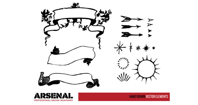 645x345 Hand Drawn Elements Vector Pack