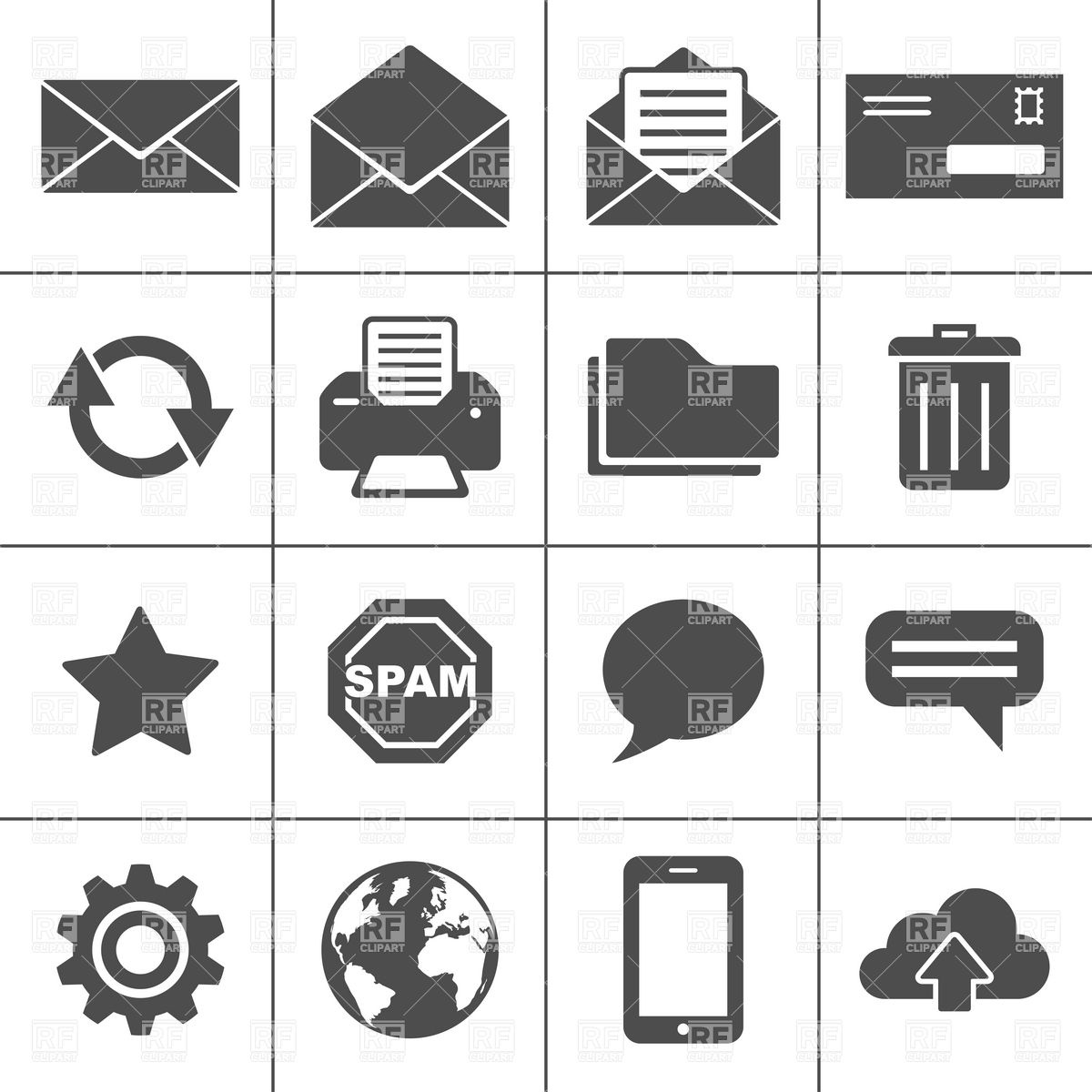 1200x1200 Email And Communication Icons Vector Image Vector Artwork Of