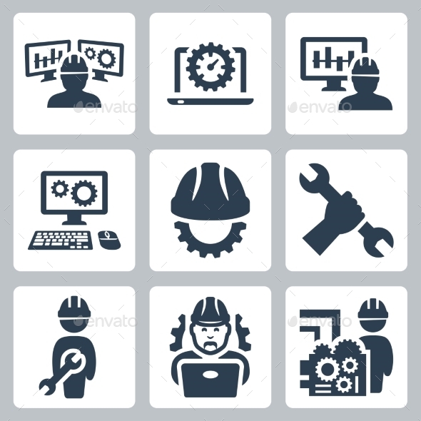 590x590 Engineering Vector Icons Set By Greyj Graphicriver