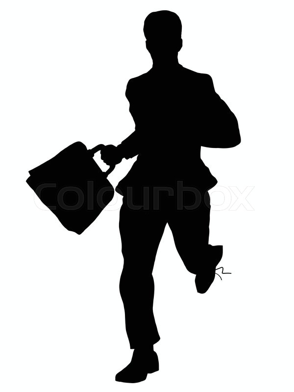 600x800 Businessman Runs Pop Art Retro Vector. Black Silhouette
