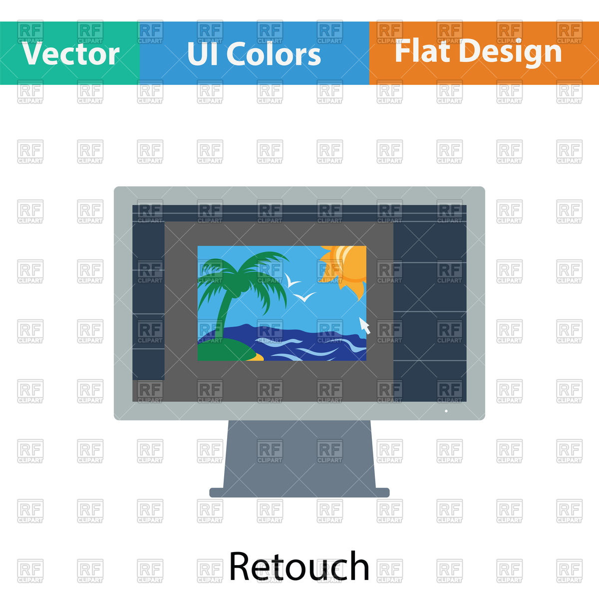 1200x1200 Icon Of Photo Editor On Monitor Screen Vector Image Vector