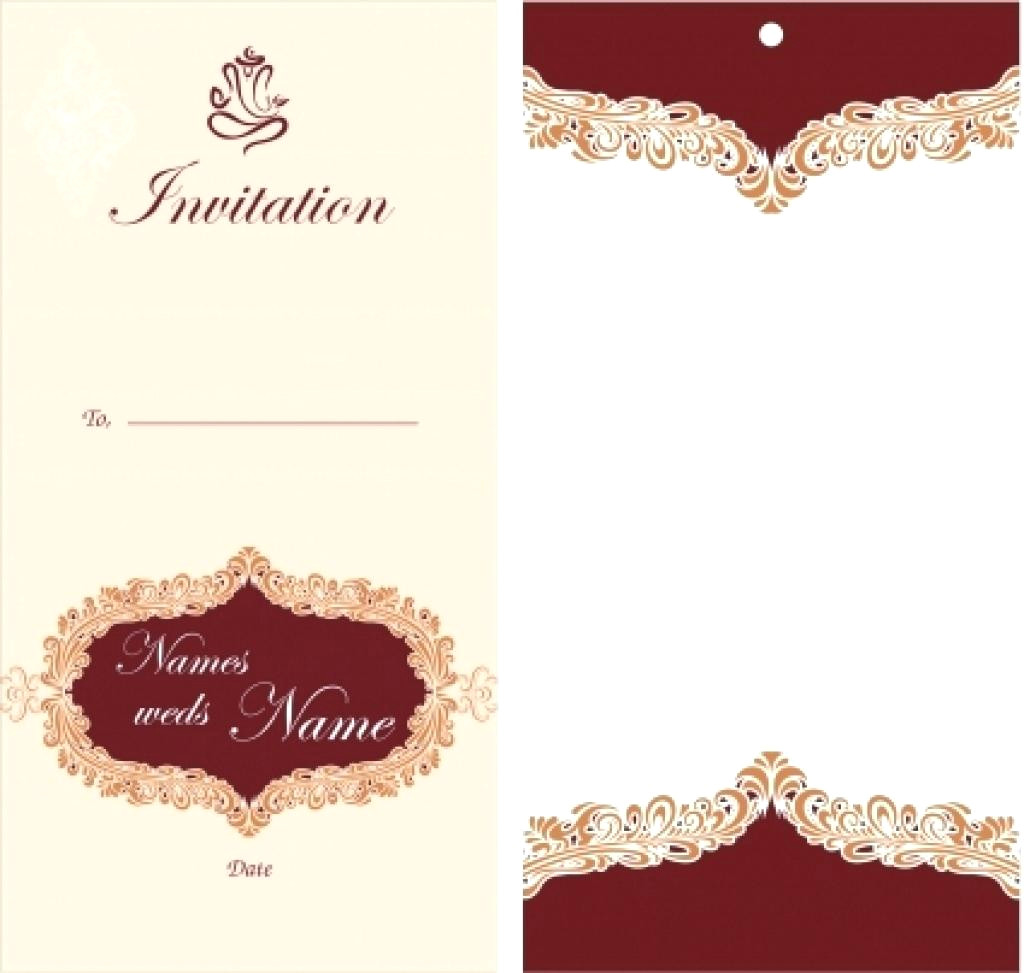 1024x973 Invitation Card Template With Curly Border And Damask Background