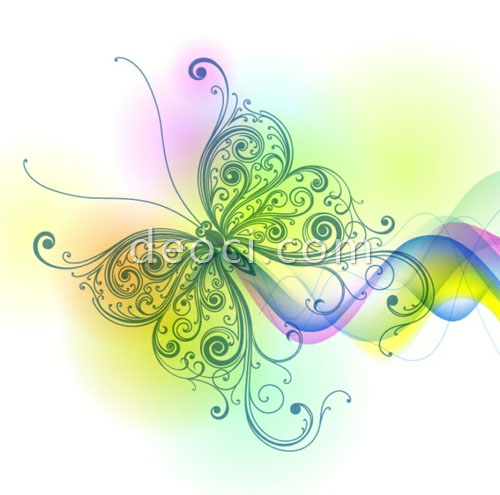 500x495 Abstract Colorful Butterfly Line Art Vector Eps File Free Download