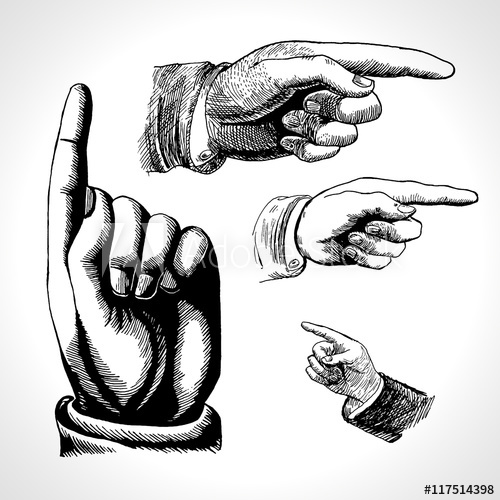 500x500 Retro Pointing. Vintage And Direction, Finger Pointing And Showing