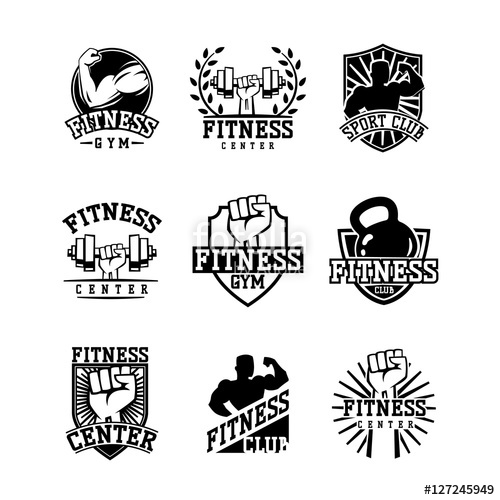 500x500 Gym Fitness Logo Vector Badge. Stock Image And Royalty Free
