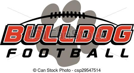 450x245 Bulldog Football Design With Laces And Paw Print In The Background.